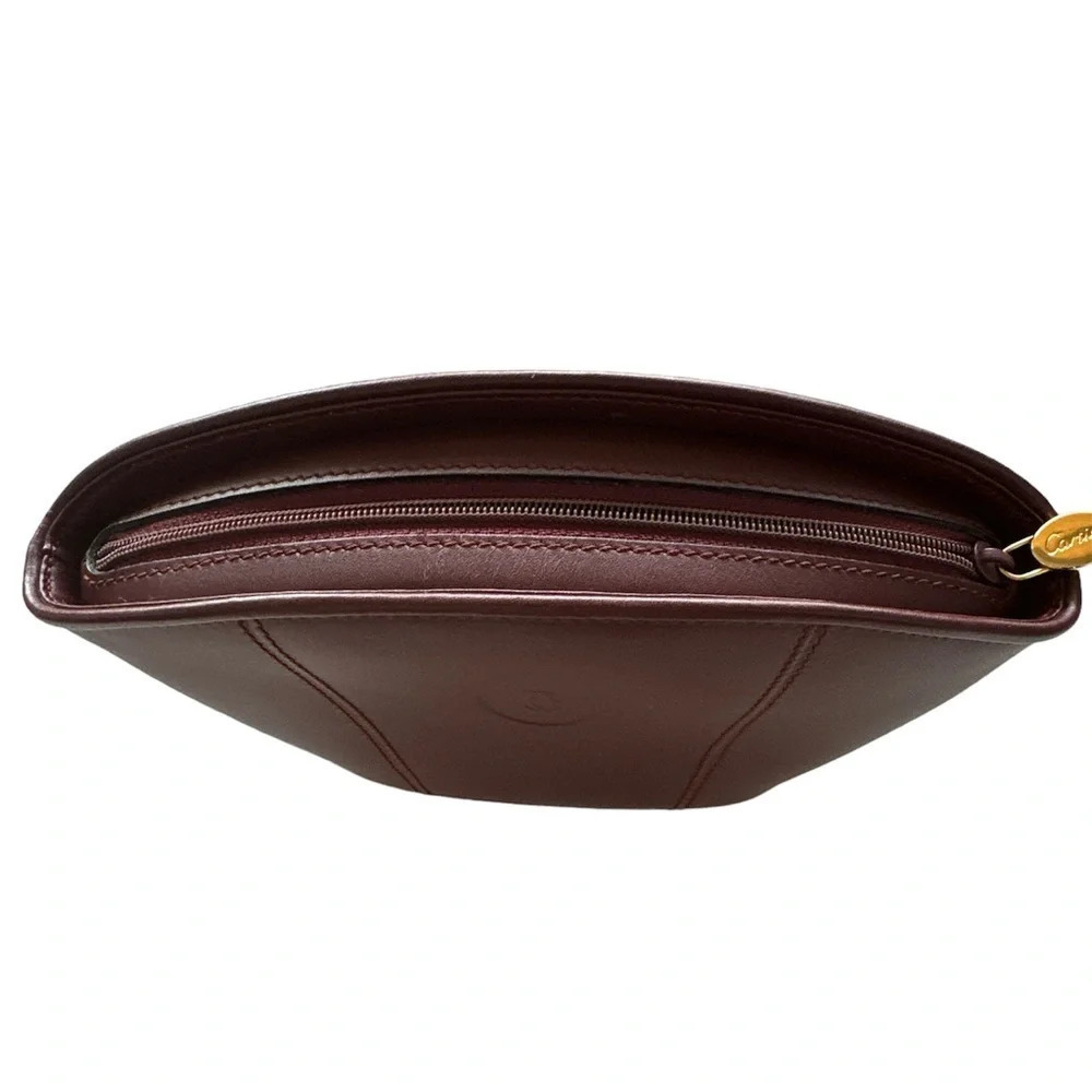 Les must de Cartier Burgundy Cosmetic Pouch Clutch Like New Condition - Picture 5 of 11